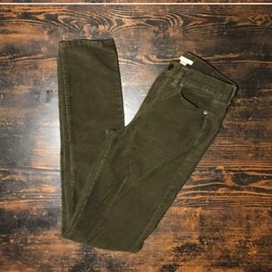 Olive Green High Rise Skinny Cord from JCrew
